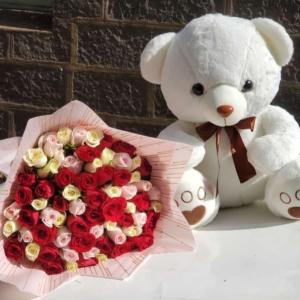 Red and White Rose Bouquet